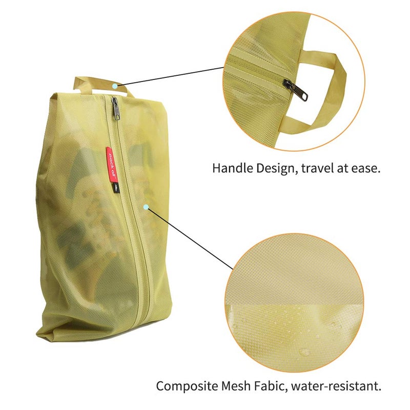 pack all Shoe Bag for Travel, Water-Resistant Shoe Pouch for Gym, Odor-Resistant Soccer Cleats Bag for Sport (Mustard, 1-Pack) - Image 2